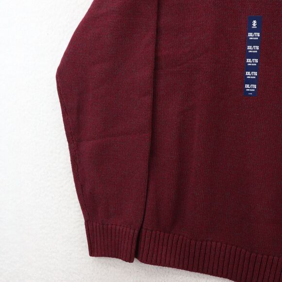 Izod Crew Collar Henley Sweater Men 2XL Red Hingham Button Preppy Casual Outdoor - Picture 6 of 8